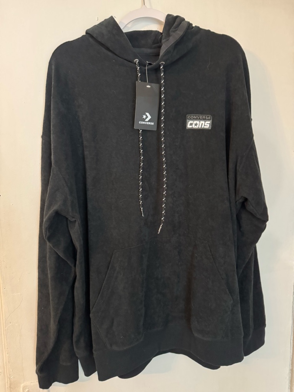 Converse Black Crewneck Hoodie with CONS Patch